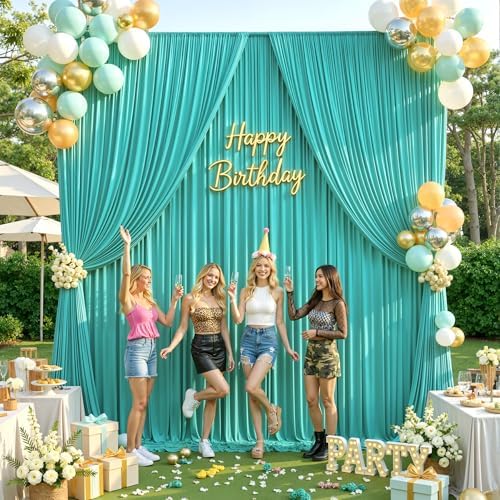 20x12 ft Turquoise Backdrop Curtains for Weddings, Birthdays and Photos - Image 6