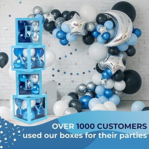 44-Pc Baby Shower Boxes & Balloons, Gender Reveal - Royal Navy Blue - Image 2