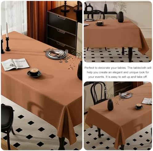 4 Pack Rectangle Tablecloth for 6 Foot Tables Washable Polyester Table Cover for Wedding Dining Table Parties Banquet (4, Brown, 60inch x 102inch) - Image 4