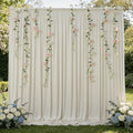 10ftx10ft Wrinkle Free Beige Backdrop Curtains for Parties, Silky Polyester Photo Backdrop Drapes 2 Panels 5x10ft Back Drop Cloth for Wedding Birthday Baby Shower Photography Background by ENJOYYOURPARTY