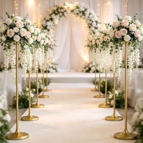 2 Pcs Gold Metal Flower Stands, Adjustable Tall Wedding Table Centerpieces - Image 2