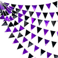 Purple and Black Party Decorations Metallic Fabric Triangle Pennant Banner Flag Bunting Garland for Graduations Birthday Retirement Wedding Baby Shower Bachelorette Halloween Outdoor Party Supplies by pinkblume