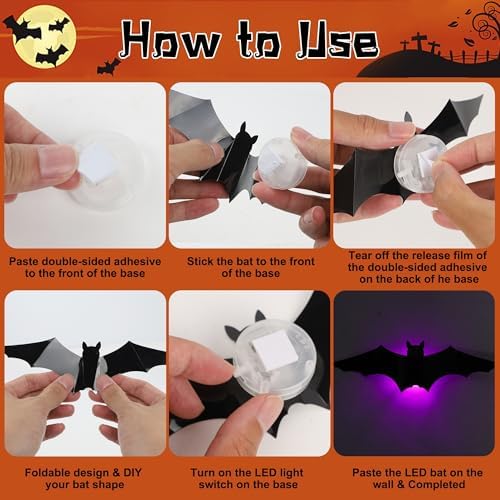 DR.DUDU 36 Pack Halloween Bats Wall Decor Halloween Decorations Indoor - Image 5