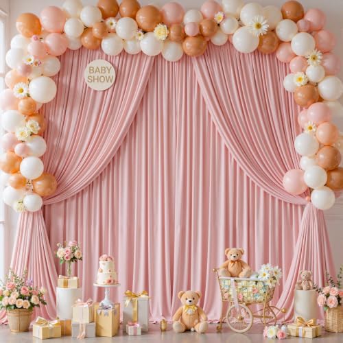40x10ft Dusty Rose Backdrop Curtain Panels for Parties - Wrinkle Free Polyester Photo Curtain Backdrop Wedding Back Drop Fabric Drapes for Party Decorations Background for Photography - Image 3