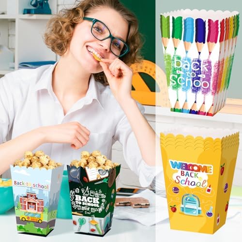 Gueevin 24 Pcs Back to School Popcorn Boxes Treat Boxes Candy Container - Image 5