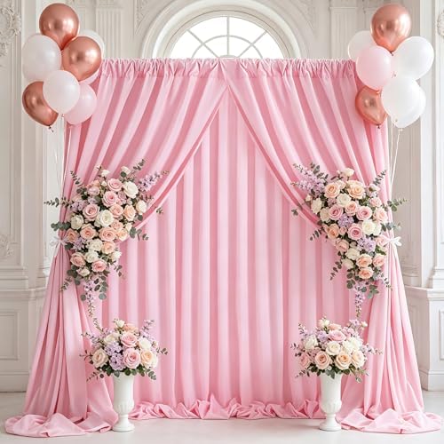 Pink Backdrop Curtains 30ftx8ft Birthday Polyester Photo Drapes - Image 5