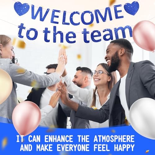 Pre-Strung Glitter Welcome to the Team Banner Welcome Banner Welcome Decorations for Office New Hire Events Corporate Onboarding & Team Building Parties (Blue) - Image 7