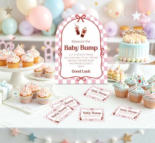 She's Ready To Pop Baby Shower Games, Soda Measure The Baby Bump Game, 6x8 Inch Arch Wooden Sign With Stand And 50 Guessing Cards, Gender Reveal Party Supplies & Decorations - AD05 - Image 4