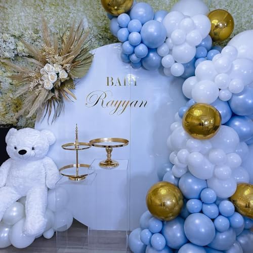 Blue and White Balloon Arch Kit, ADOINBY 140Pcs Pastel Light Blue and White Balloon Garland kit, 18 12 10 5 Inch Different Size Balloons for Baby Shower Birthday Gender Reveal Anniversary Decorations - Image 6