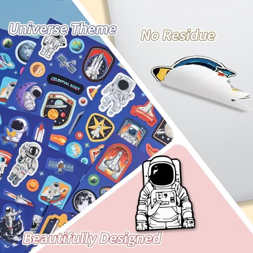 24 Sheets Space Stickers - 450+ Vibrant Planets, Astronauts and Rockets Decal Sticker Book for DIY Craft, Scrapbooking, Journaling and Laptop Decoration, Outer Space Stickers, Men, Women - Image 4