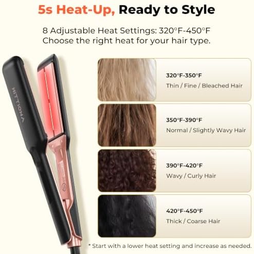 1.75" Wide Ceramic Hair Straightener for Women,Infrared Ionic Flat Iron - Image 6