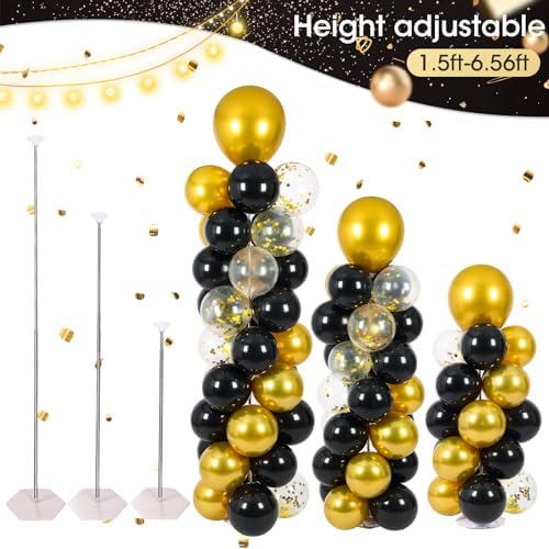 Balloon Column Stand with 102 Balloons, Balloon Column Kit Set of 2, Metal Balloon Tower Stand with Base for Floor, Height Adjustable from 1.57 to 7 Ft, For Party Decorations - Image 4