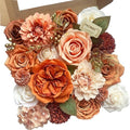 FACINOC Orange Roses Artificial Flowers Fall Fake Flower Bulk for DIY Wedding Bouquet Bridal Baby Shower Centerpiece Table Decorations Faux Floral Arrangements for Party Home Decor Cake Decorating by FACINOC