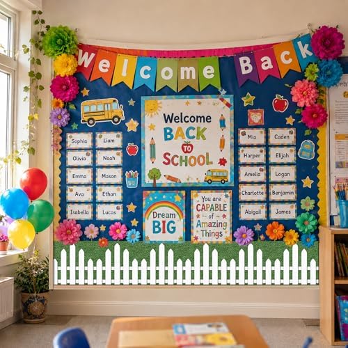 20Ft Picket Fence Bulletin Board Decoration, Back to School Decor Kit - Image 4
