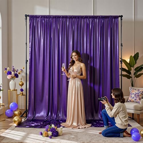 10x10FT Purple Sequin Backdrop Curtain for Party - 2 Panels 5x10FT Wrinkle-Free Shimmer Drapes for Birthday, Wedding, Christmas, Decorations & Photography - Image 7