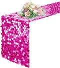 Pufogu 12 x 108 Inch Sequin Table Runner,Fuchsia Glitter Premium Big Sequin Table Runner, Rectangle Table Runners for Halloween, Christmas, Wedding Party, Birthday Party, Banquet Decor (1 Pack). by Pufogu