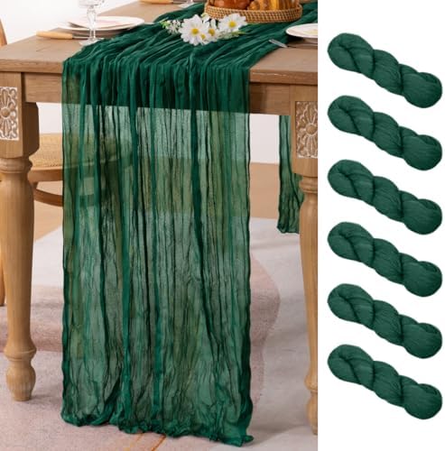 Emerald Green Christmas Cheesecloth Table Runner Home Decor 10ft, 6 Pack by MLMC