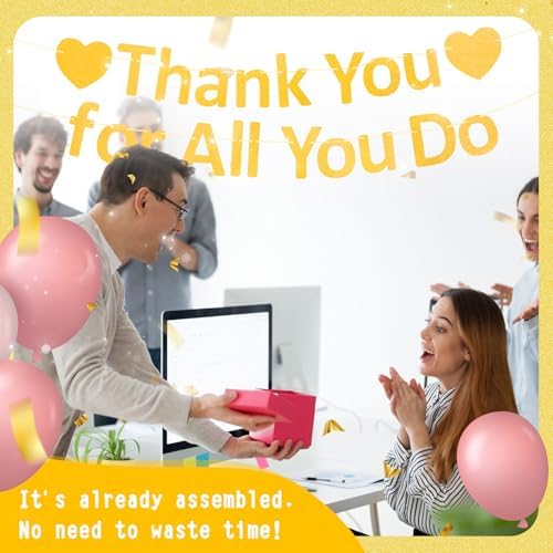 Thank You Banner Appreciation Banner for Appreciation Decorations Teacher Thanks Volunteer Events Office School Organization Thank You Parties (Gold) - Image 6