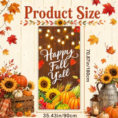 BlissYard Fall Door Cover Thanksgiving Decor Pumpkin Sunflower 35x71 Inch - Image 6