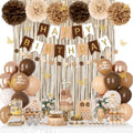 Brown Birthday Decorations for Women Girls with Butterfly Stickers by OuddyParty