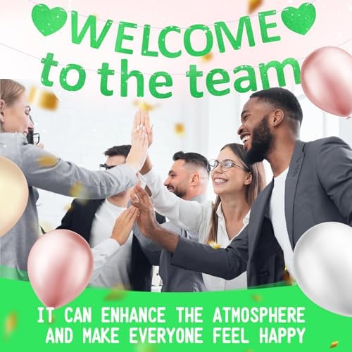 Pre-Strung Glitter Welcome to the Team Banner Welcome Banner Welcome Decorations for Office New Hire Events Corporate Onboarding & Team Building Parties (Green) - Image 7