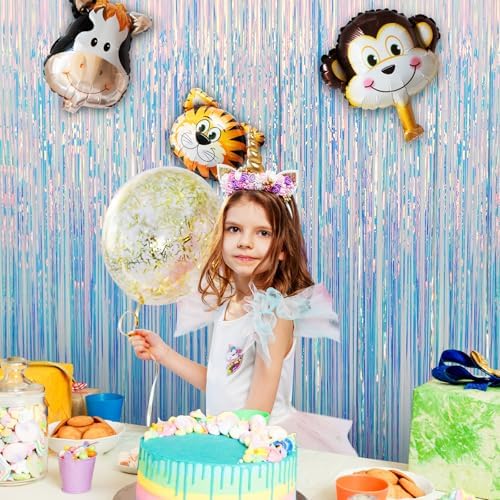 2 Pack Fringe Curtains Party Decorations,Tinsel Backdrop Curtains for Parties,Photo Booth Wedding Graduations Birthday Mermaid Frozen Sea Party Supplies (Iridescent) - Image 4
