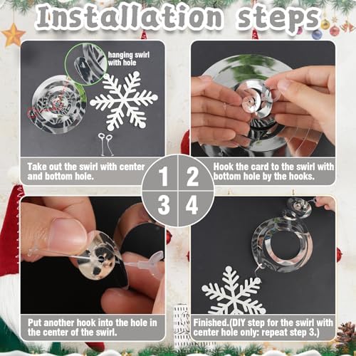 Snowflake Decorations, Christmas Hanging Decor, White Silver, 48-Pc - Image 5
