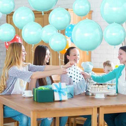 12PCS Teal Blue Round Foil Balloons 22" 15" 10" Large Balloons - Image 6