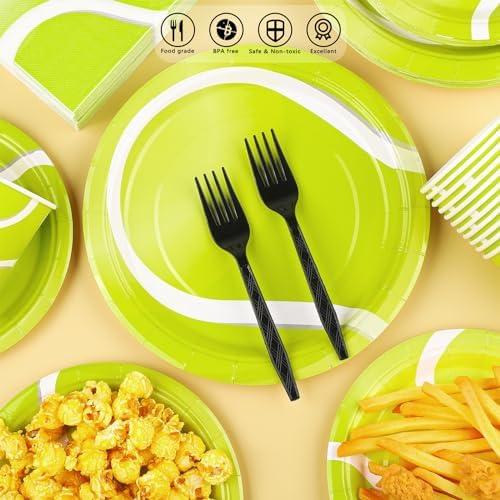 Durony 144-Piece Tennis Paper Plates & Napkins Dinnerware Set - Birthday Party Tableware Supplies Includes Plates, Napkins, Forks - Serve 24 for Sports & Tennis Parties - Image 4
