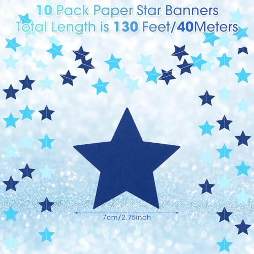 Patelai 130 ft Star Garland Banner Decor,Ocean Blue - Image 2