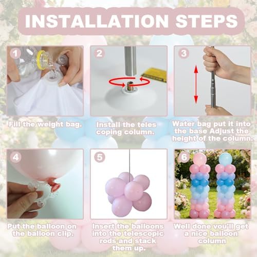 LANGXUN 2 Sets Balloon Column Stand Kits, Adjustable 6ft - Image 4