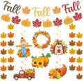 Fall Party Decorations Set Pre-Strung Fall Banner Glitter Autumn Garland Wall Decor Thanksgiving Harvest Pumpkin Maple Leaves Hanging Swirls Maple Leaves Strings for Office Classroom Home Indoor Decor by Sealmic