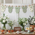 Frienda Woodland Baby Shower Banner, Sage Green Paper Onesie Garland by Frienda