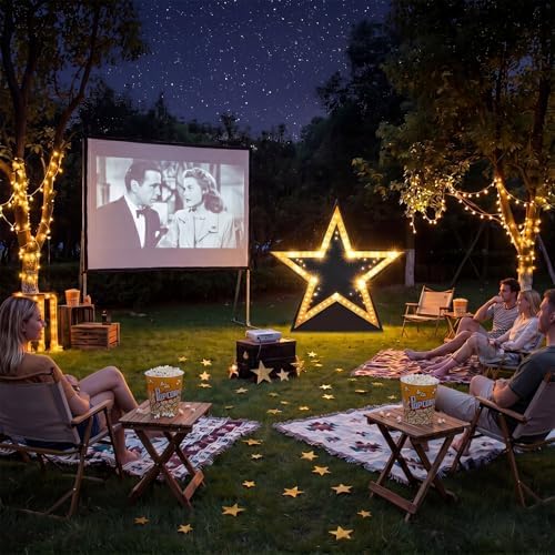 Leinuosen 4ft Star Starry Night Party Decorations Under the Stars Cardboard Cutout Stand-up Movie Night Awards Theme Prom Homecoming Wedding Party Backdrop Photo Prop Stand up Decor - Image 5