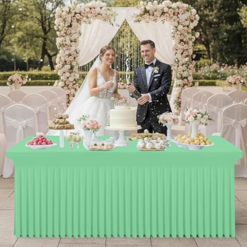 Smiry Spandex Elastic Fitted Table Cloth Skirt for 4FT Rectangle Table - Image 6