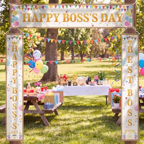 SmoothNovelty 3 Pcs Yellow Happy Boss's Day Banner - Image 6