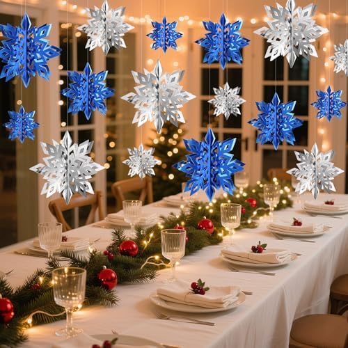 24PCS Hanging Snowflake Decorations Winter Wonderland Party Supplies - Image 6