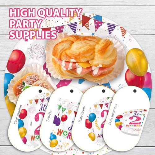 96Pcs Happy 25th Workiversary Party Decorations for Men Women Colorful Happy Work Anniversary Plates and Napkins Sets 25th Anniversary Decorations for Employee Worker Office Party Supplies Serves 24 - Image 7