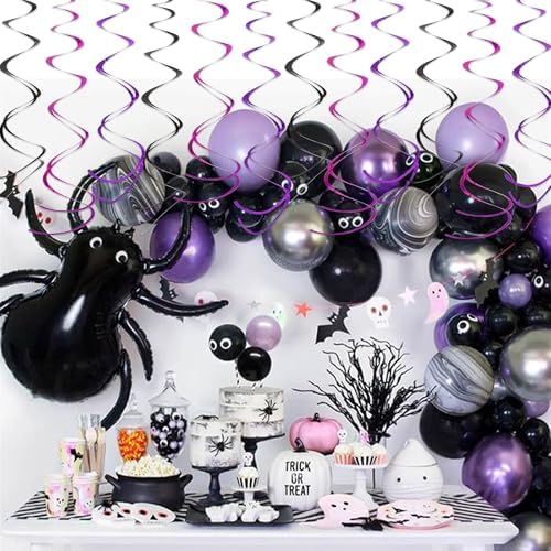 BEISHIDA 30Pcs Black Purple Pink Hanging Swirls Halloween Birthday Decor - Image 5