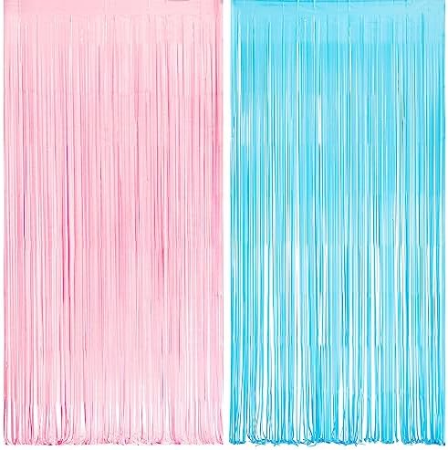Pink and Blue Party Photo Backdrop - 3.2ft X 8.2ft - 2 Packs by GREATRIL