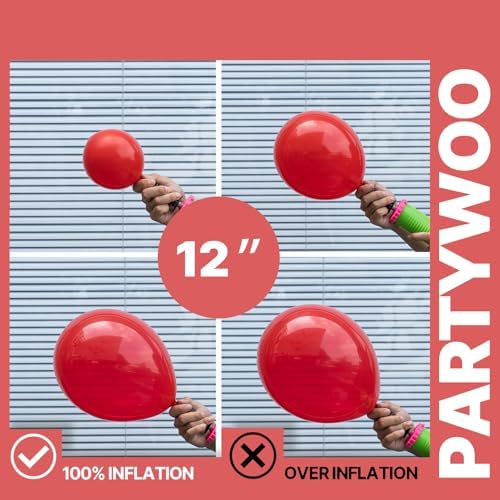 PartyWoo Pink and Red Balloons 66pcs 12 Inch Pink Red White Gold Balloons - Image 6