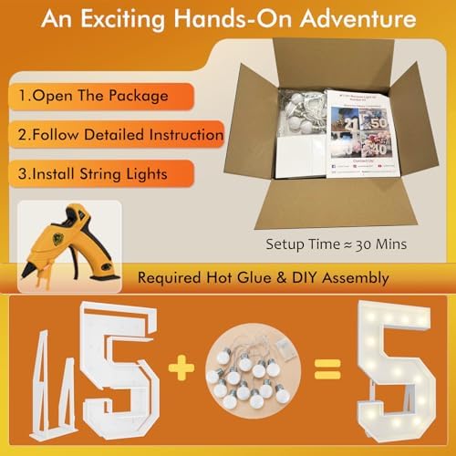 4FT Marquee Numbers, Large Light Up Numbers 5 for 5th Birthday Party Decor - Image 2