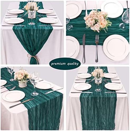 35x120 Inch Dark Teal Cheesecloth Table Runner Boho Wedding Party Decor - Image 5