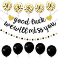 Good Luck We Will Miss You Banner Glitter Black Gold Banner Balloon Garland Decorations Supplies for Retirement Party Goodbye Party Going Away Party Graduation Leaving Away Office Home Farewell Party by PEIQICHU