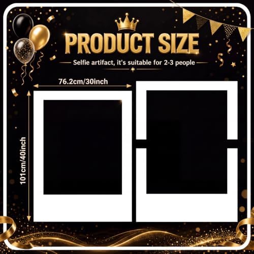 Beeveer 40 x 30 in Large Photo Booth Selfie Frame Props, White Vertical - Image 3