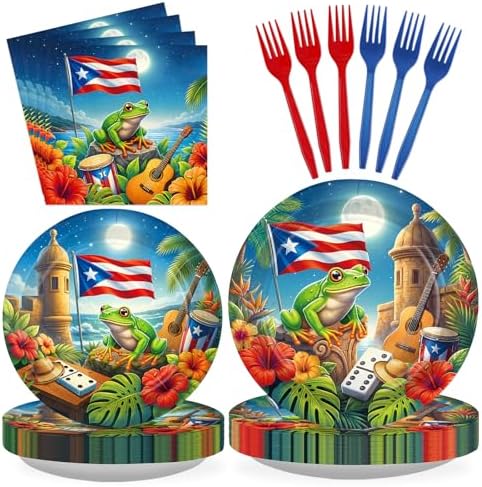 96Pcs Puerto Rico Party Decoration for Puerto Rican Celebrations, Serves 24 by Greencian