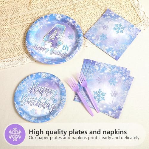96Pcs Frozen Party Supplies Plates Winter Onderland 4th Birthday Plates - Image 3