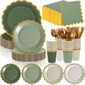 Mimorou 338 Pcs Sage Green Plates Napkins Cups Flatware Set by Unknown