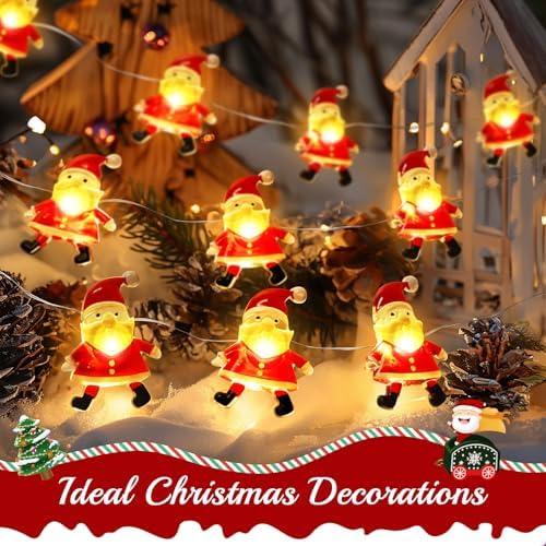 Coquimbo Christmas Decorations Indoor Lights, 10FT 30 LED Christmas Santa Claus Fairy String Lights Battery Operated for Xmas Tree Party Festive Holiday Cute Room Decor - Image 2