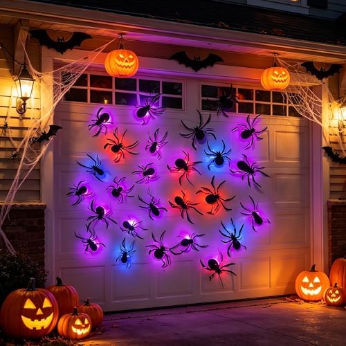 DR.DUDU 36 Pack Halloween Wall Decor Light up Spiders Window Decorations - Image 2